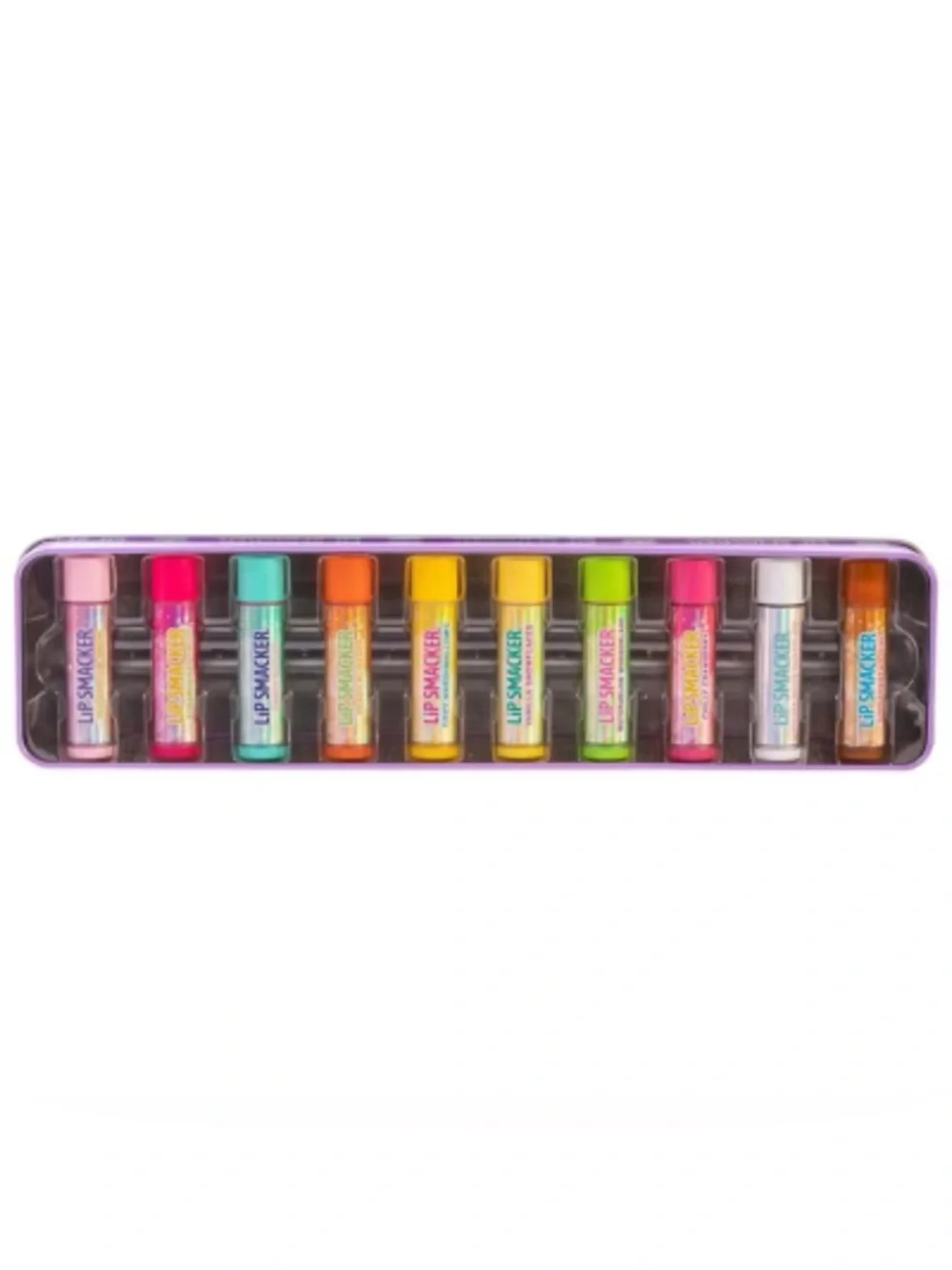 Lip Smacker Kids Lip Balm Set of 10 in‎ Case with Lid - Assorted Bright Colors.
